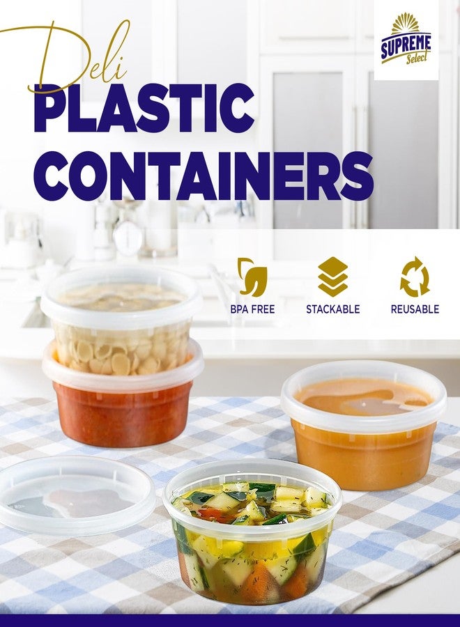 Supreme Select Supreme Deli Plastic Storage Containers with Lids 8oz, 16oz, 32oz [16 sets of each - 48 combo pack] Reusable Food Containers - Microwavable & Freezer friendly - Dishwasher safe - Secure fitting Covers - Image 3